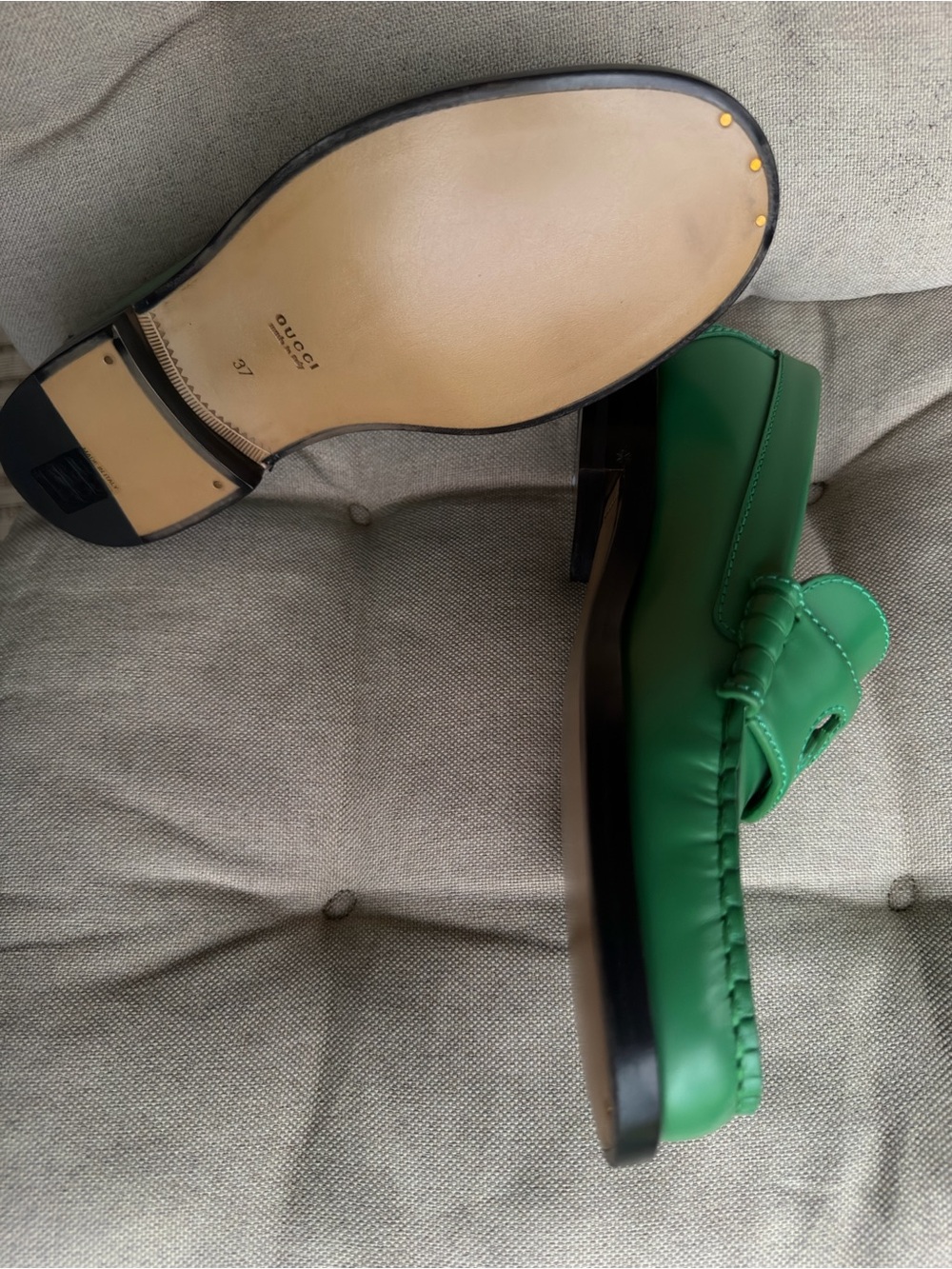 Gucci Emerald Green Leather Horsebit Loafers - Picture 4 of 6
